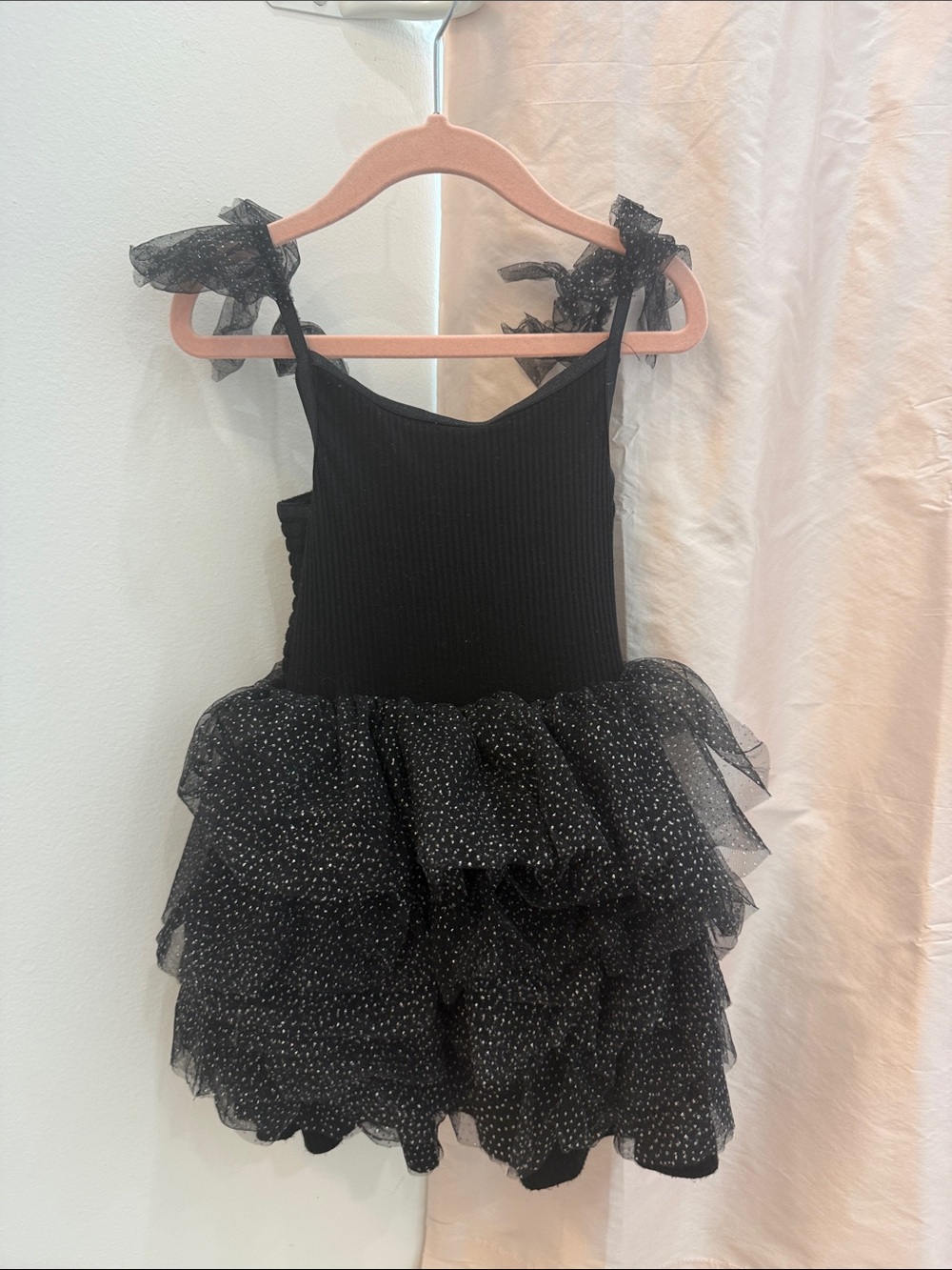 Posh Peanut Black Sparkle Tiered Tulle Dress